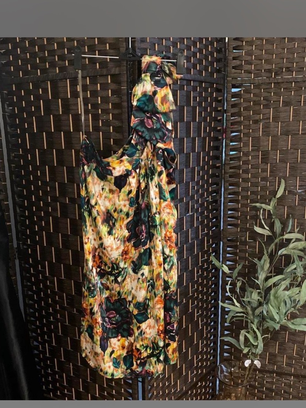 Nu Collective Y2K-Inspired watercolor abstract print mini dress 100 % Silk SZ M